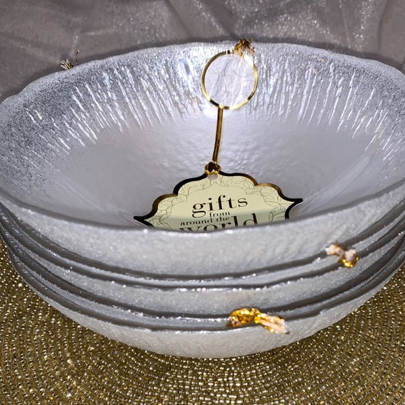 AKCAM Dining X4 Turkish Sparkle Silver Glass Bowl Set Poshmark